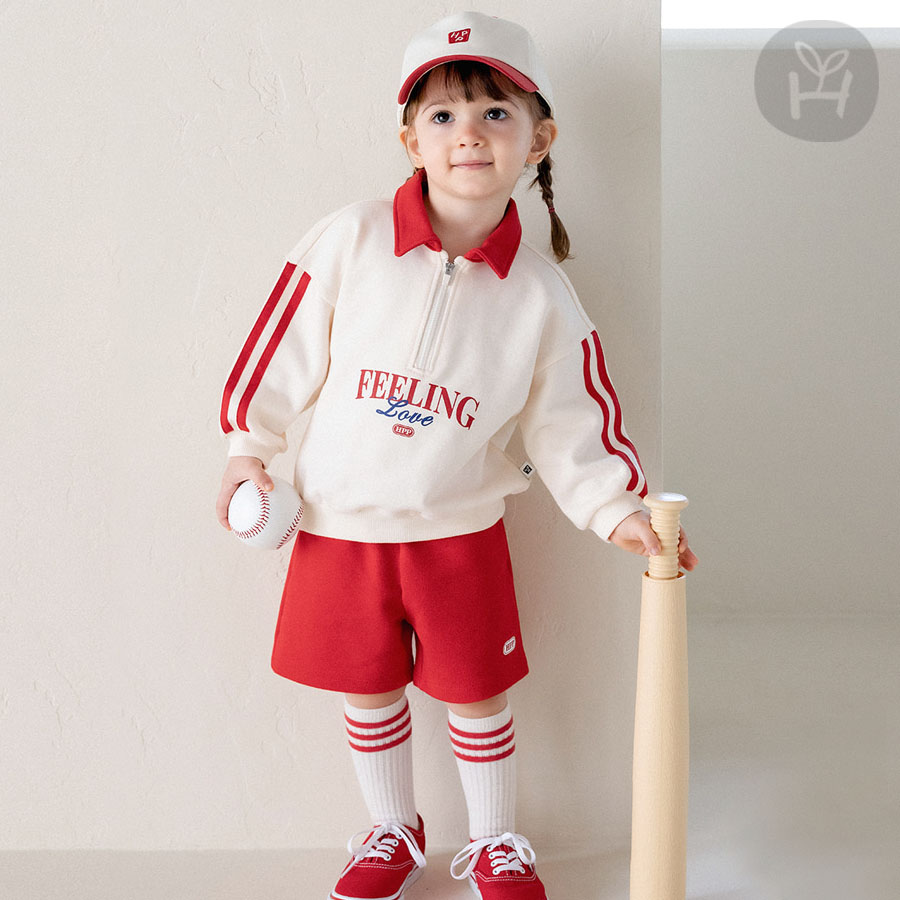 リーガン スリーピース セットアップ レッド FEELING Love アイボリー ネイビー バイカラー トレーナー ハーフパンツ 赤ちゃん トップス ボトムス カジュアル スポーツ 部屋着