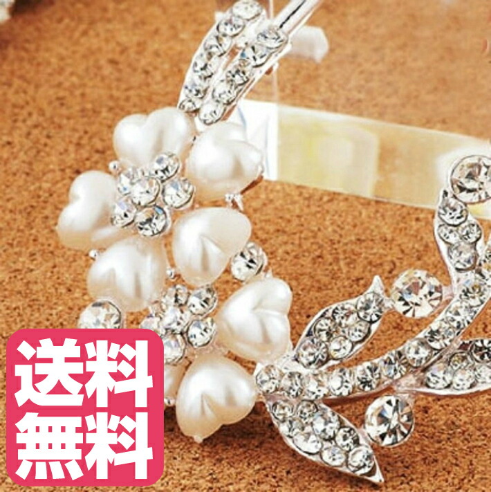 かんざし（簪）ハート　フラワー　パール　振袖　パーティー　ヘアクリップ　着物　フェイクパール　JPY　ラインストーン　留袖　ドレス　髪飾り　結婚式　ヘアーアクセサリー