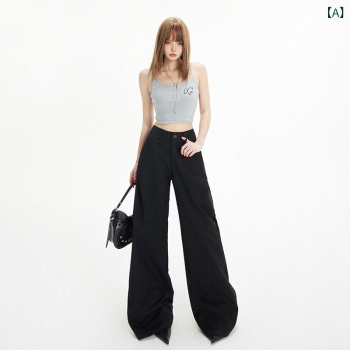 ワイドパンツ スラックス ハイウエスト レディース ドレープ感 センタープレス 脚長効果 きれいめ 美シルエット カジュアル 無地 体型カバー ボトムス ロングパンツ 春夏 秋 オフィス 通勤 通学 シンプル フレアパンツ レトロ モダン 大人女子 2