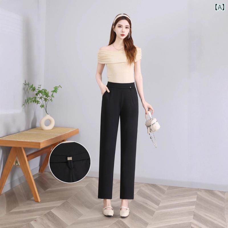スラックス レディース ストレートパンツ センタープレス ハイウエスト ウエストゴム ストレッチ 体型カバー 美シルエット お手入れ簡単 洗濯機OK シワになりにくい 伸縮性抜群 履き心地 快適 30代 40代 50代 大きいサイズ オフィス 通勤 フォ
