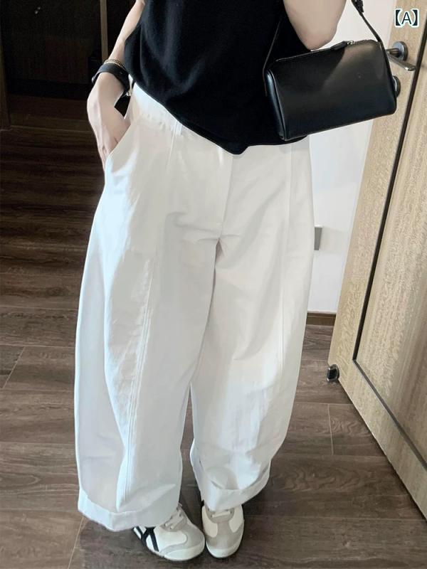 カジュアルパンツ レディース ゆったり 体型カバー コクーンシルエット 美脚 着痩せ ウエストゴム 綿混 デイリー 無地 ボトムス ロング丈 通気性 30代 40代 50代 動きやすい 普段使い ワンマイルウェア ズボン 股上深め 洗える 軽い 裾上げ不