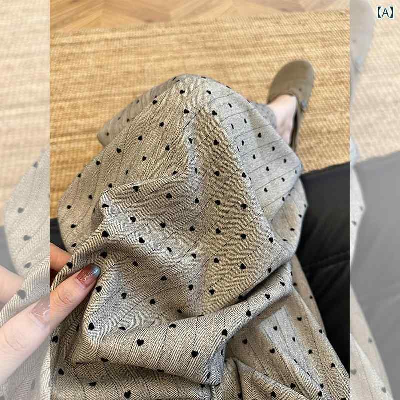 ワイドパンツ ドット柄 レディース カーキ スラックス ハイウエスト 美脚 体型カバー ストレートシルエット センタープレス オフィスカジュアル ロング丈 落ち感 素材 センターライン ウエストゴム 縦長効果 洗える シワになりにくい ボトムス ズボン