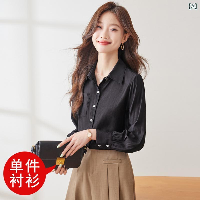 シフォンブラウス レディース 長袖 オフィスカジュアル とろみ素材 美シルエット 洗える 通勤 事務服 フォーマル 上品 襟付き 透けにくい シャツ トップス 春秋 大人 無地 インナー セレモニー 入学式 卒業式 冠婚葬祭 ビジネス 仕事 発表会 七