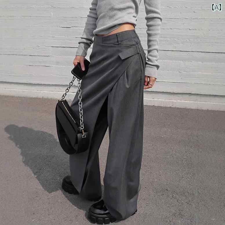 ワイドパンツ レディース ハイウエスト スラックス ストレート センタープレス 脚長効果 美シルエット ボトムス きれいめ 通勤 オフィス カジュアル 体型カバー おしゃれ シンプル 無地 涼しい 春夏 秋 オールシーズン ズボン ロング丈 美脚パンツ