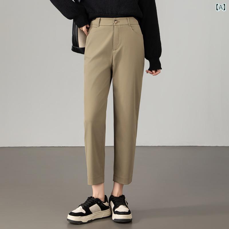 テーパードパンツ レディース きれいめ 通勤 ハイウエスト 九分丈 センタープレス 美脚 着痩せ 体型カバー スラックス アンクル丈 オフィス カジュアル 上品 ボトムス 動きやすい 軽い素材 シンプル 無地 フォーマル 普段使い ストレッチ 落ち感 シ