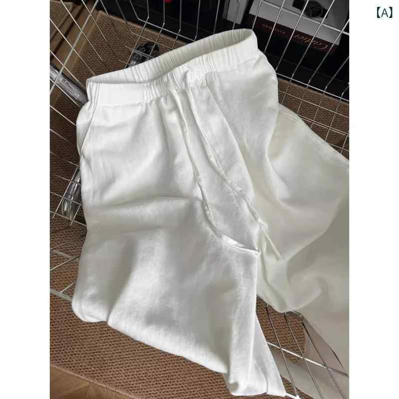 ワイドパンツ レディース 綿100% 夏 ストレート ウエストゴム 涼しい 通気性 体型カバー 脚長効果 動きやすい ゆったり カジュアル 部屋着 普段着 シンプル 無地 お出かけ リラックス ボトムス コットン素材 爽やか 美ライン デイリー 洗