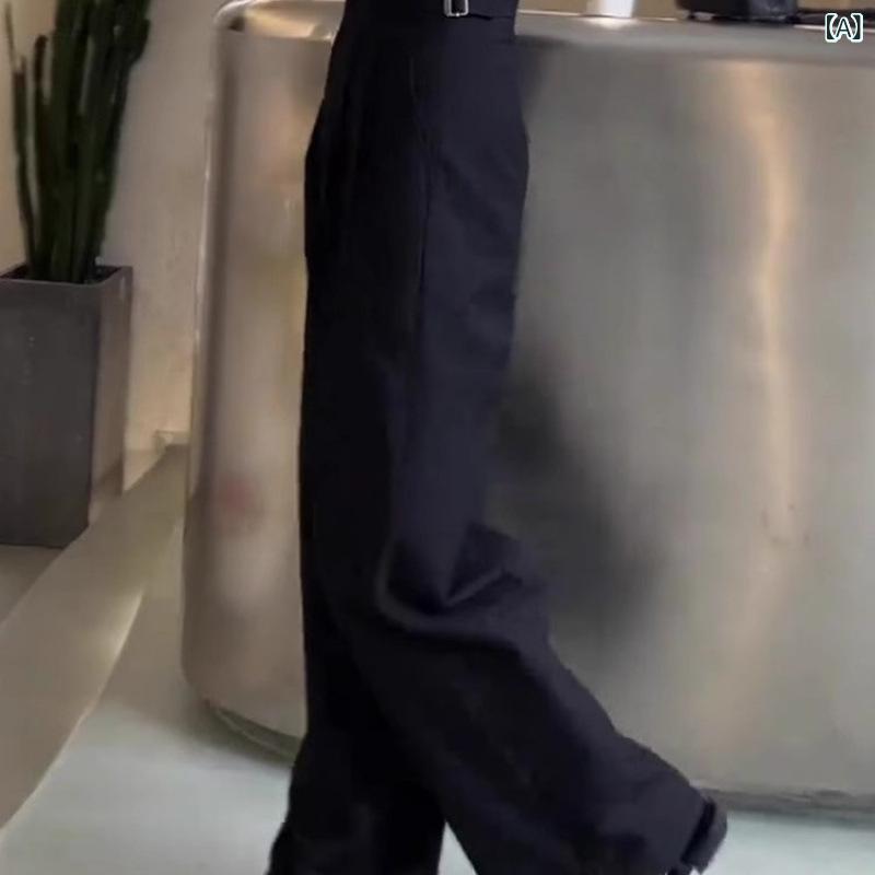 スラックス レディース ストレートパンツ ハイウエスト 秋冬用 ワイドパンツ センタープレス 脚長効果 体型カバー 着痩せ ボトムス きれいめ ロング丈 落ち感 無地 ゆったり シルエット フォーマル オフィスカジュアル 通勤 外出 デイリー 普段