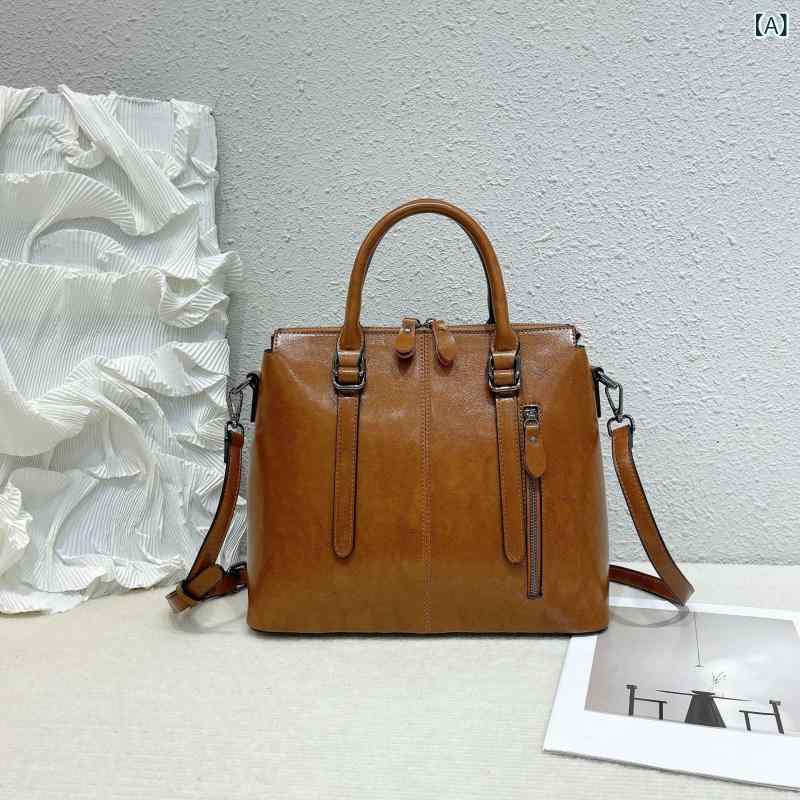 ショルダーバッグ レディース 革 大容量 バケツ型 手提げ 斜めがけ 肩掛け レザー 鞄 軽量 通勤 通学 旅行 シンプル レトロ 無地 カジュアル 大人 オフィス 丈夫 フォーマル ギフト プレゼント お出かけ