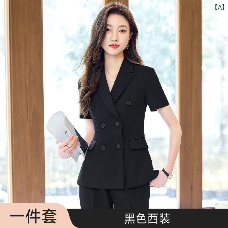 レディーススーツセット 半袖 夏 事務服 通勤 ビジネス リクルート 洗える ストレッチ 上下セット シワになりにくい クールビズ オフィスカジュアル 面接 オフィスウェア フォーマル 仕事用 通気性 2点セット テーラードジャケット パンツ スカート