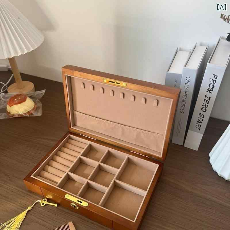 宝飾品ボックス席 付属品容れもの 木製 納める 大収容能力 3段式 アンティーク風 鍵付き添い人 取り片づける申し合わせ 省あき場所 指環 首飾り ピアス イヤリング 小容れもの 寄せあわせ容れもの 卓上 室内装飾 持っていく 思わしい 牢固たる 折り目正しいなからだ付き 御膳上等感 内部的フェルト ジュエリー・アクセサリー用品-ジュエリー・アクセサリー-収納ボックス・ケース