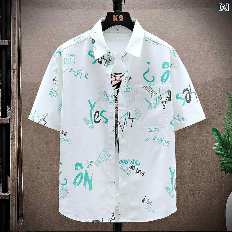 半袖シャツ メンズ カジュアル ストリート オーバーサイズ 夏服 清涼感 高見え トップス 韓国 ビッグシルエット 軽い 通気性 速乾 シンプル 都会的 合わせやすい 快適着心地 20代 30代 40代 休日 スタイリッシュ 男子 紳士服