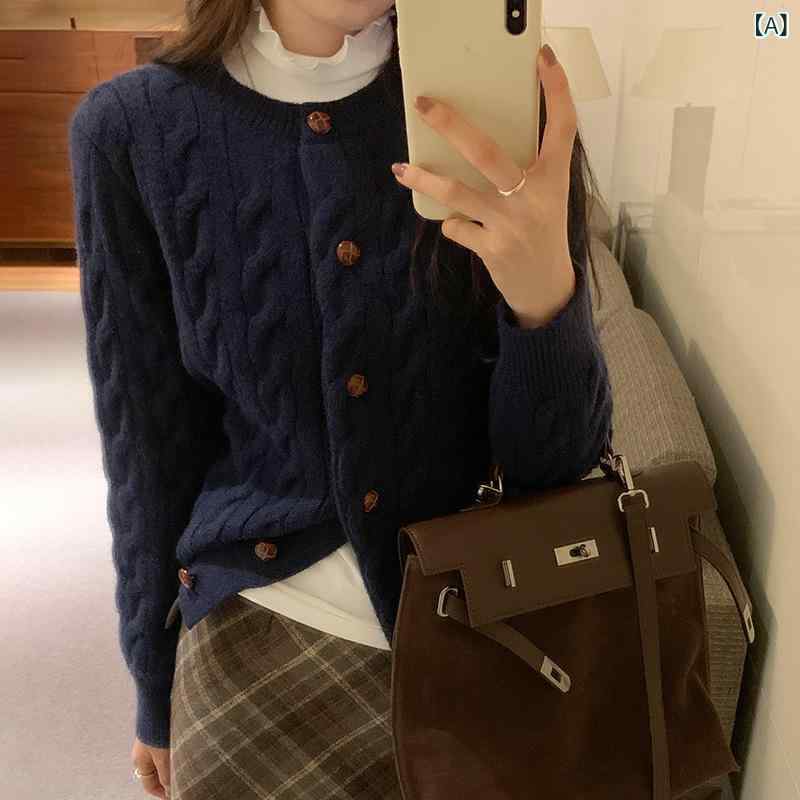 カーディガン ケーブルニット レディース 厚手 ゆったり 羽織り 暖かい 長袖 秋冬 ざっくり編み トップス 重ね着 前開き 柔らかい Ｖネック ボタン付き 体型カバー 寒さ対策 ミドル丈 縦ライン ドロップショルダー 裾リブ サイドスリット 無地 カジ