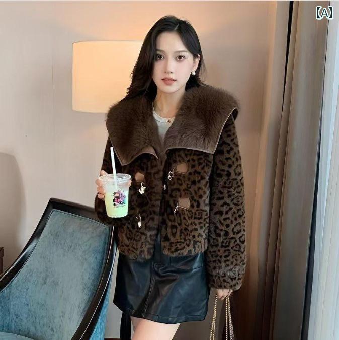 フェイクファーコート ヒョウ柄 アウター レディース ビッグカラー 暖かい 高見え レオパード エコファー 厚手 裏ボア 冬服 ブルゾン 風 ゆったり オーバーサイズ 前開き 長袖 カジュアル 軽い 防寒着 動きやすい 着痩せ 体型カバー 羽織り