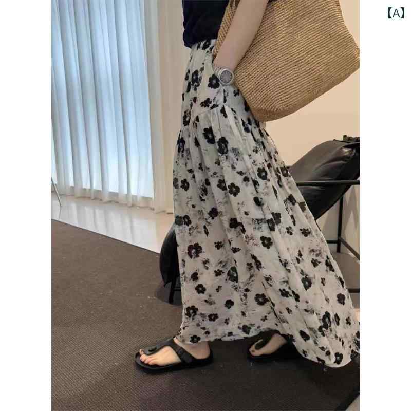 ロングスカート 花柄 ハイウエスト Ａラインシルエット 足長効果 体型カバー マキシ丈スカート 婦人服 お出かけ 旅行用 ウエストゴム 裏地付き 透け防止 着痩せ ボトムス レディース 大人 フェミニン 薄手 通気性抜群 夏用 総柄 くるぶし丈 フレアシ 4,565円