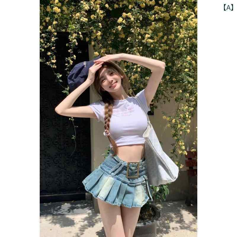 デニムミニスカート Y2K プリーツスカート ローウエスト ウォッシュ加工 サイドスリット ヴィンテージ風 美脚見え スタイルアップ 感 韓国ファッション ストリート ギャル ダンス衣装 フェス デイリー 裾プリーツ タイトシルエット ス