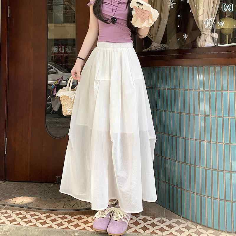 ロングスカート レディース 夏 プリーツ フレアスカート Aライン シアー マキシ丈 体型カバー 大人かわいい リゾート 無地 ライトグリーン ボトムス 20代 30代 40代 50代 ゆったり 涼しい 軽い 揺れる ウエストゴム 通気性 裏地あり お出か