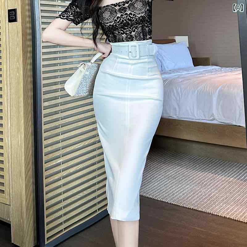タイトスカート 膝丈 ミモレ丈 ハイウエスト オフィス ペンシルスカート 美シルエット スタイルアップ 着痩せ 通勤 フォーマル レディース 春夏 秋冬 膝下 無地 伸縮性 細見え 体型カバー 洗える 裏地付き 動きやすい 大人 おしゃれ ミディ丈