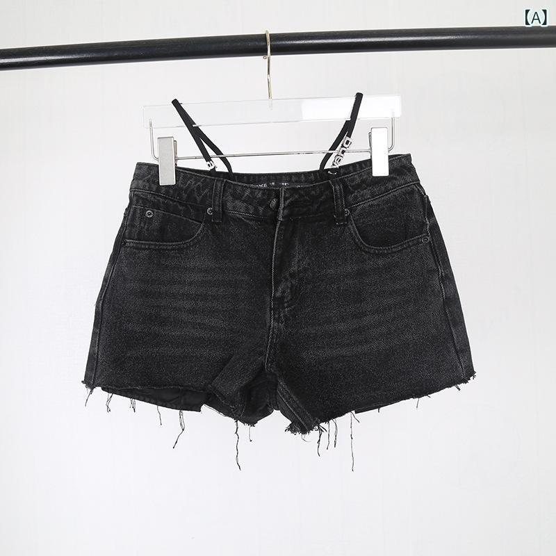 ショートパンツ デニム ジーンズ レディース 短パン ハイウエスト 美脚 着痩せ ホットパンツ ビジュー ビーチ カジュアル 涼しい 夏 春夏 ラインストーン サスペンダー ボトムス 旅行 お出かけ 普段使い 20代 30代 40代 大人 ジーパン おし
