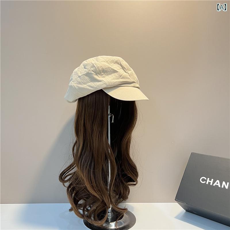 ウィッグ付き添い人かぶり笠 レディース キャスケット かつら ロング 縮くれる つけ毛 取りはらい能力のある 無地 紫外線打つ手 日よけ 通気性 蒸れにくい 小顔成り行き 自然的 長い巻き毛 髪付き添い人かぶり笠 助けになる 今めかしい 心地よい お出かけ 春夏 秋冬