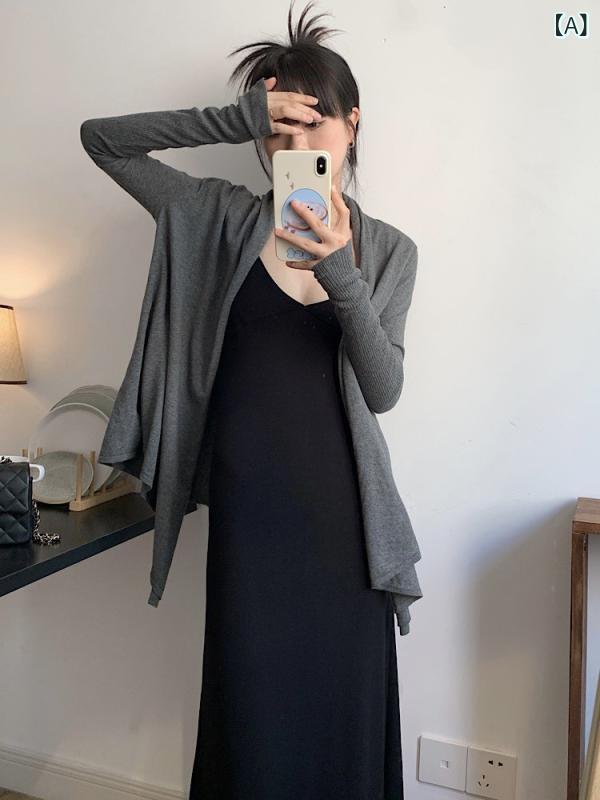 カーディガン レディース ロングカーディガン 薄手 ニット UVカット 冷房対策 ロング丈 長袖 羽織り 紫外線対策 体型カバー 着痩せ 細見え 無地 シンプル サマーニット 前開き 伸縮性 春夏 秋 春夏 カジュアル 通勤 旅行 軽い 軽量