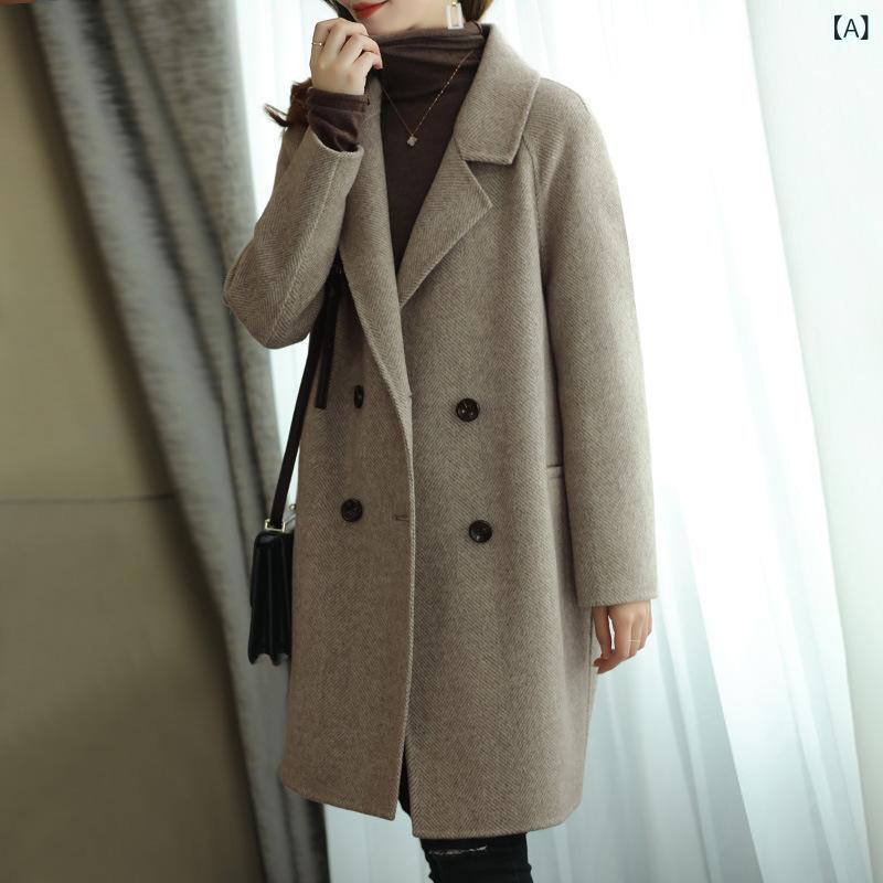 チェスターコート レディース ロングコート テーラードカラー 厚手アウター 膝丈 冬服 暖かい 通勤通学 無地 体型カバー オフィスカジュアル ビッグシルエット オーバーサイズ ウール混アウター 裏地付き