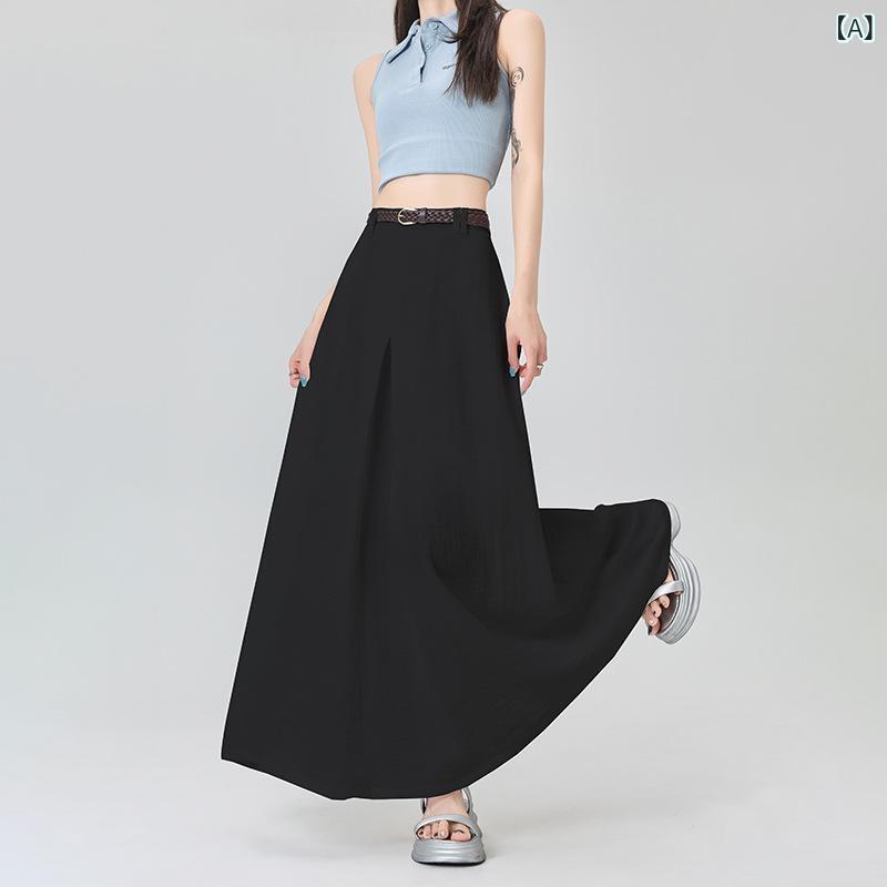 ロングスカート レディース 綿麻 リネン Aライン フレア プリーツスカート ハイウエスト ウエストゴム カーキ 春夏 春夏 カジュアル 無地 マキシ丈 体型カバー 涼しい ボトムス ミモレ丈 ゆったり 大きいサイズ ナチュラル 通気性 薄手