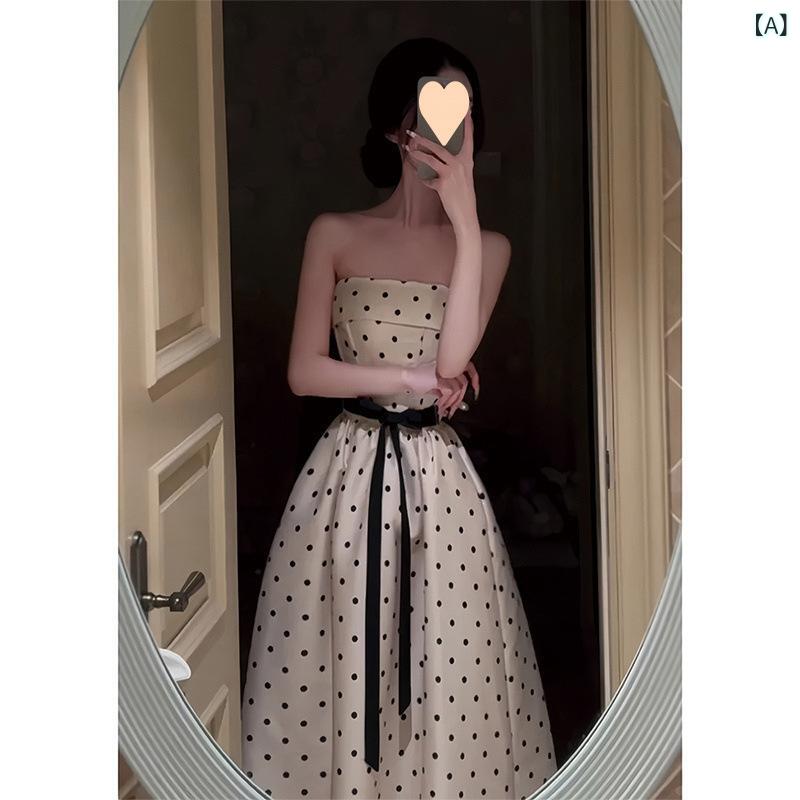 ワンピース レディース ロング丈 ドット柄 水玉 Aライン パフスリーブ ウエストリボン パーティードレス 結婚式 二次会 演奏会 お呼ばれ 発表会 披露宴 半袖 五分袖 裏地付き 透け防止 春夏 秋 Vネック バックリボン ロングワンピース マキシワ