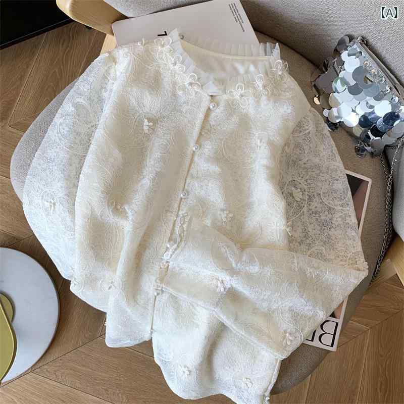 ブラウス レディース レースブラウス シフォンブラウス 立襟 花柄 刺繍 フリル フレアスリーブ 長袖 ハイネック ベルスリーブ 結婚式 パーティー 二次会 披露宴 オフィス フォーマル 春夏 秋 春夏 立ち襟 シアー プルオーバー インナー