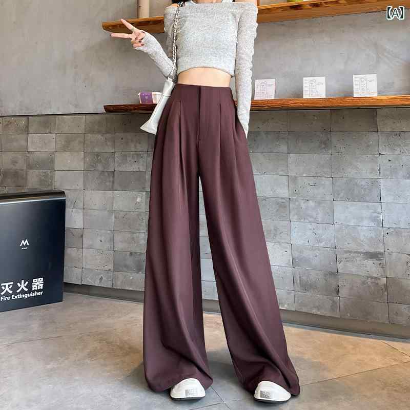 ワイドパンツ レディース 赤 ハイウエスト 秋 きれいめ スラックス 秋冬 ストレートパンツ センタープレス ロング丈 ボトムス ウエストゴム オフィス カジュアル 無地 落ち感 美脚 脚長 ゆったり 体型カバー フルレングス カラーパンツ