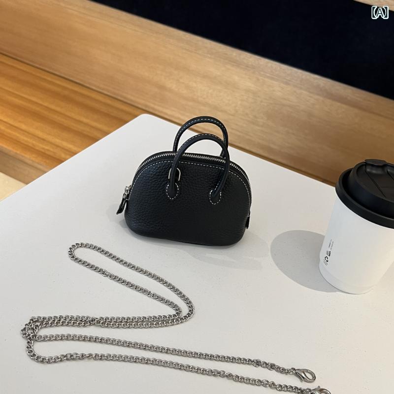 ショルダーバッグ レディース 革 牛革 ミニ 2way ハンドバッグ 斜めがけ 肩掛け レザー 貝殻型 小さめ 軽量 コンパクト チェーン お出かけ 旅行 フォーマル カジュアル シンプル プレゼント ギフト