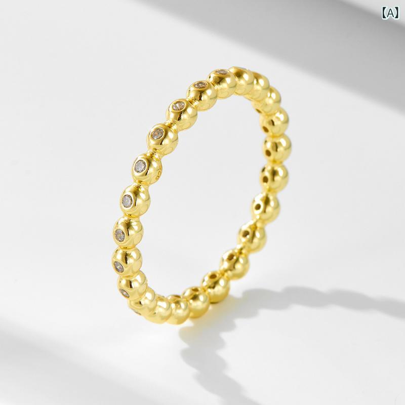 指輪 レディース シルバー925 リング ボール 小粒 ビジュー シンプル ファッションリング シルバーリング アクセサリー ジュエリー ギフト プレゼント 華奢 細め 重ね付け おしゃれ カジュアル フォーマル 記念日
