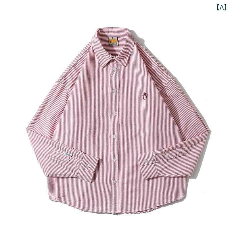 カジュアルシャツ メンズ チェックシャツ ネルシャツ 長袖 刺繍入り ギンガムチェック ストライプ トップス 春服 秋服 羽織り コットン ボタンダウン ベーシック おしゃれ かっこいい シンプル 定番 普段着 襟付き