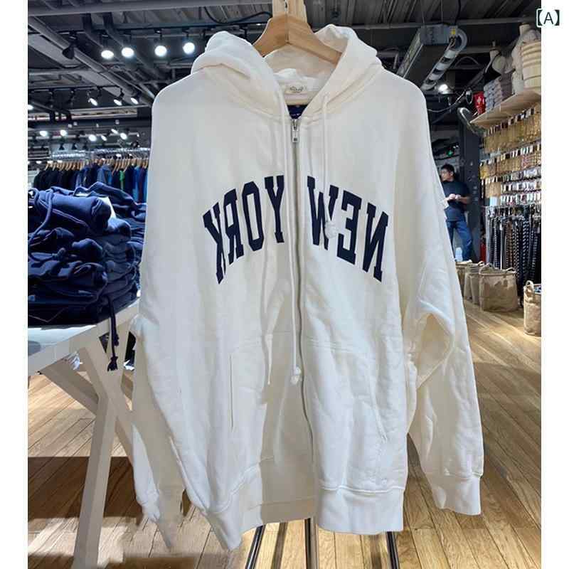 パーカー レディース ジップアップパーカー フーディー NEW YORK 刺繍 裏起毛 オーバーサイズ トップス 長袖 厚手 ゆったり 羽織り カジュアル 無地 シンプル 防寒 暖かい 秋冬 部屋着 スポーツ