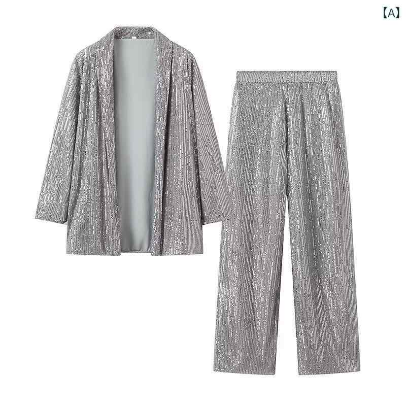 セットアップ レディース スーツ ジャケット ショートパンツ 2点セット スパンコール キラキラ 華やか パーティー イベント フォーマル 二次会 披露宴 結婚式 入学式 卒業式 発表会 舞台衣装 ステージ 半袖 春夏