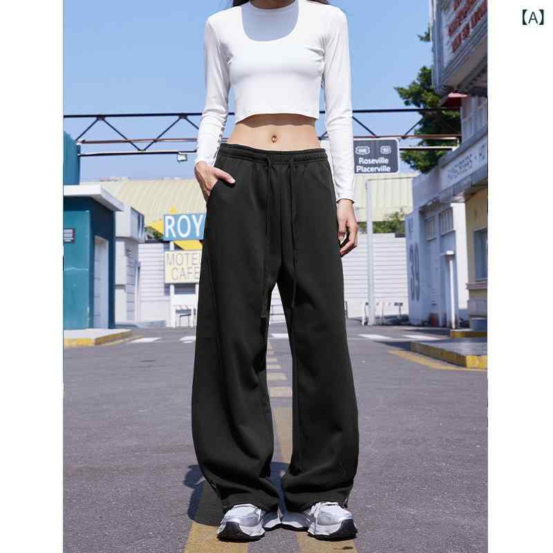 スウェットパンツ 男女兼用 ロング丈 ストレート ワイドパンツ バギーパンツ ゆったり ウエストゴム カジュアル 体型カバー 動きやすい 部屋着 秋服 冬服 スポーツウェア ルームウェア ズボン
