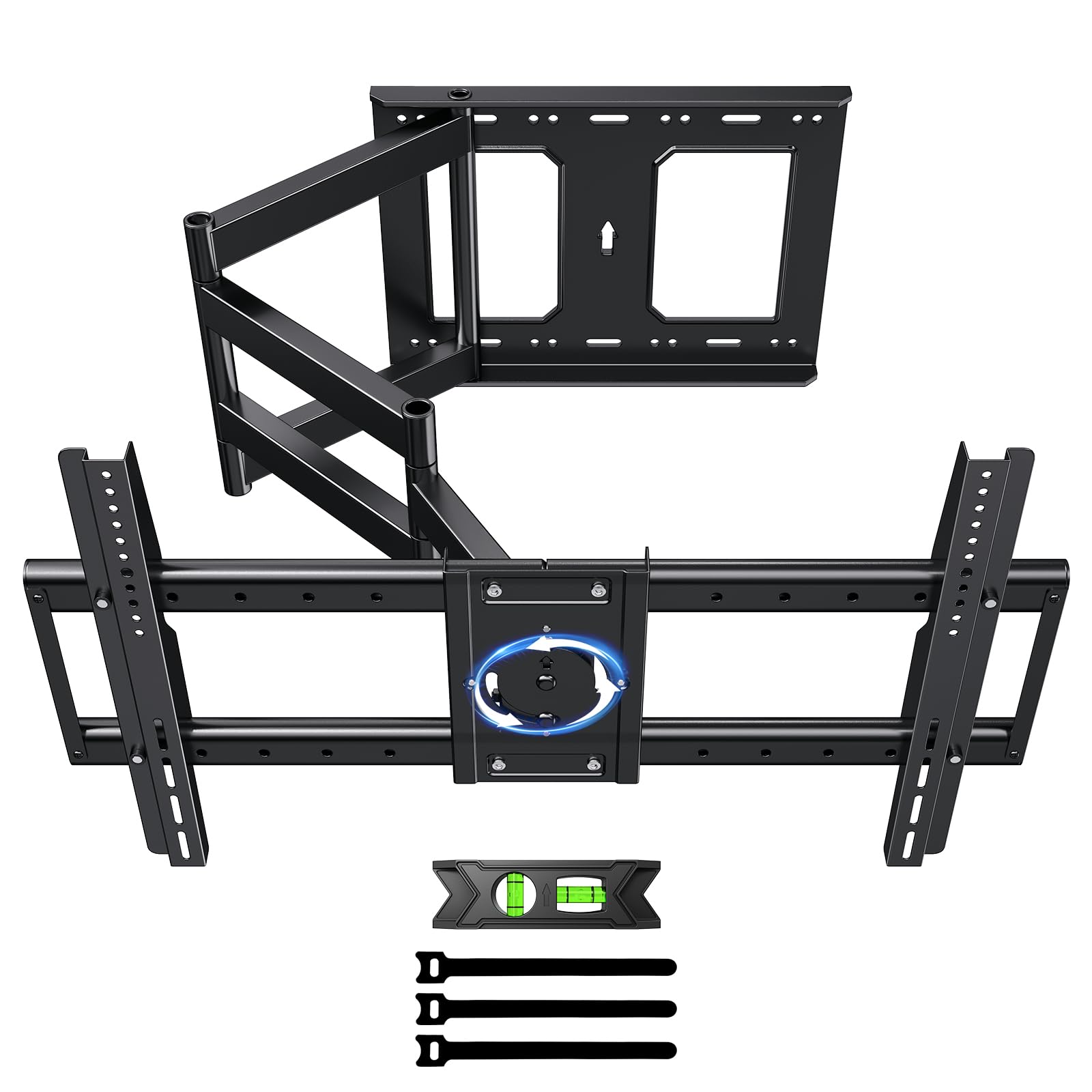テレビ壁掛け金具 37-75型対応 伸縮式アーム 6.6cm 104cm TV壁掛けブラケット 180度スイベル 90度縦回転 チルト調整 耐荷重60kg テレビスタンド VESA600&times;400mm対応 木柱 コンクリート ブロック壁 省ス｜ハッピーライフセレクト