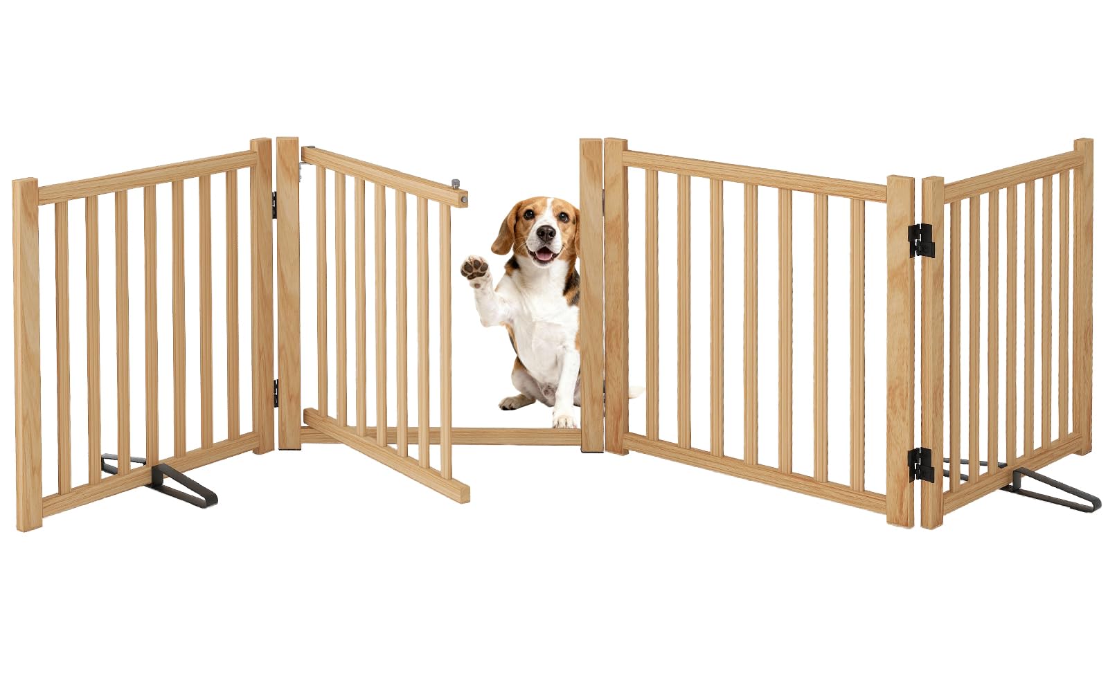 ペットゲート ドア付き 置くだけ 犬 ゲート ペットフェンス 自立型ゲート 折りたたみ式 犬フェンス 室内用 ペット飛び出し防止柵 木製 玄関 軽量｜ハッピーライフセレクト 15,176円