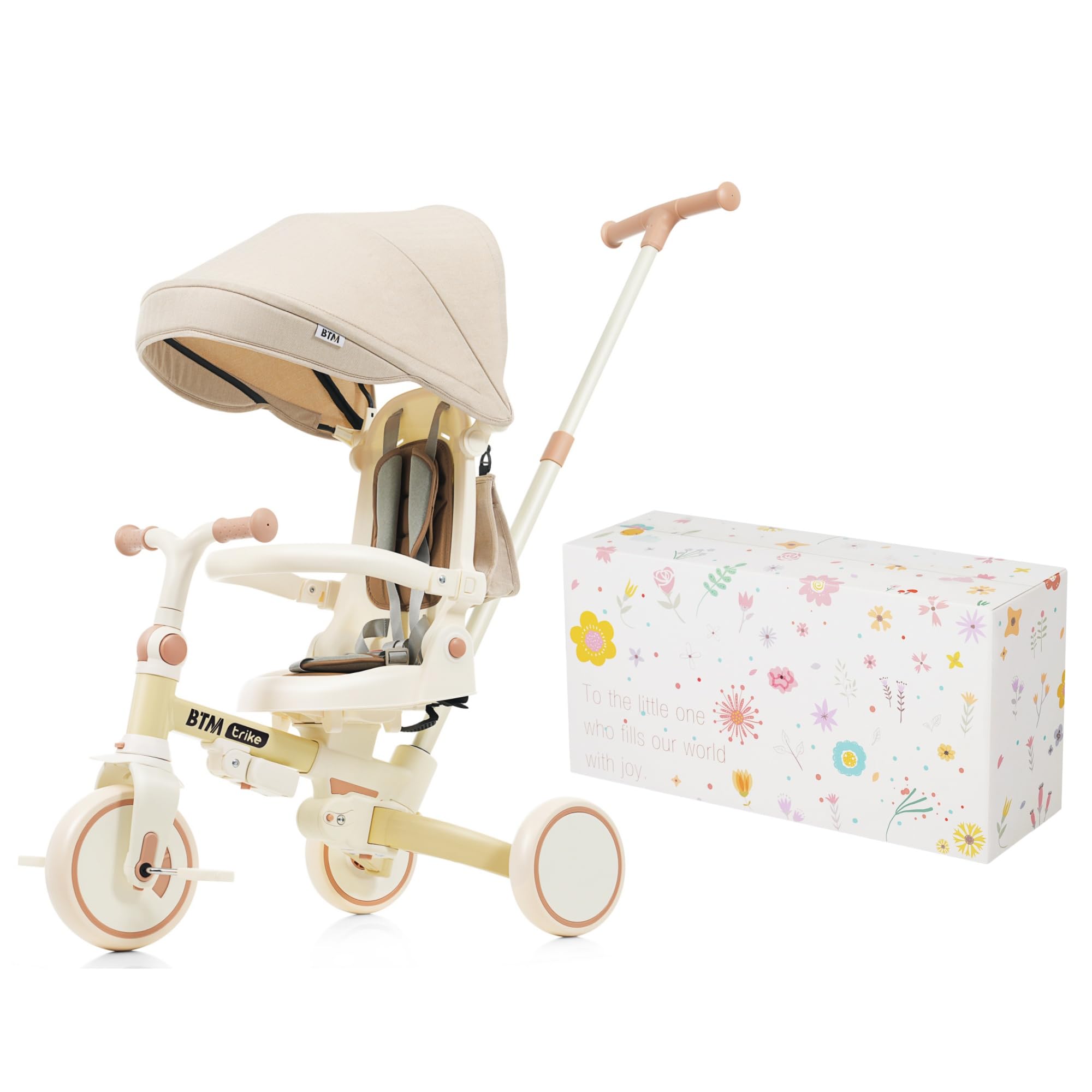 子供用三輪車 7in1 折りたたみ 手押し 7way 1~3歳 座面回転 自転車 おもちゃ ベージュ｜ハッピーライフセレクト