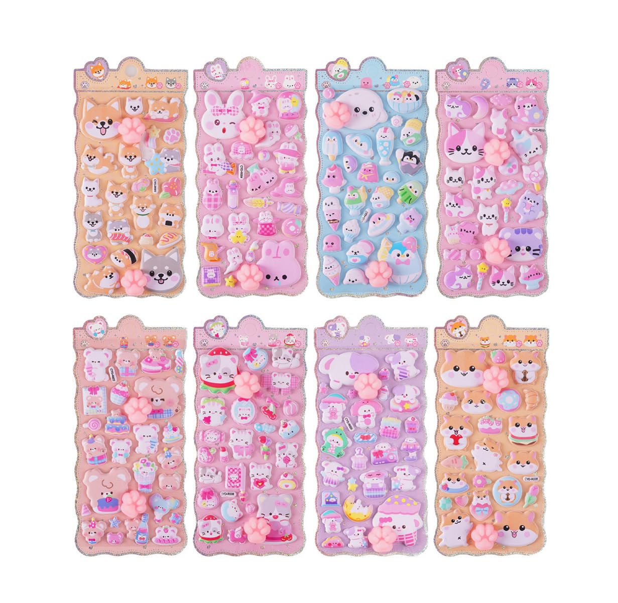 立体シール 動物 アニマル ぷっくり もちもち 触感 ステッカー 手帳 日記 スマホケース デコレーション DIY スクラップブッキング 文房具 雑貨 パンダ うさぎ カピバラ 子供 大人 かわいい ギ|ハッピーライフセレクト