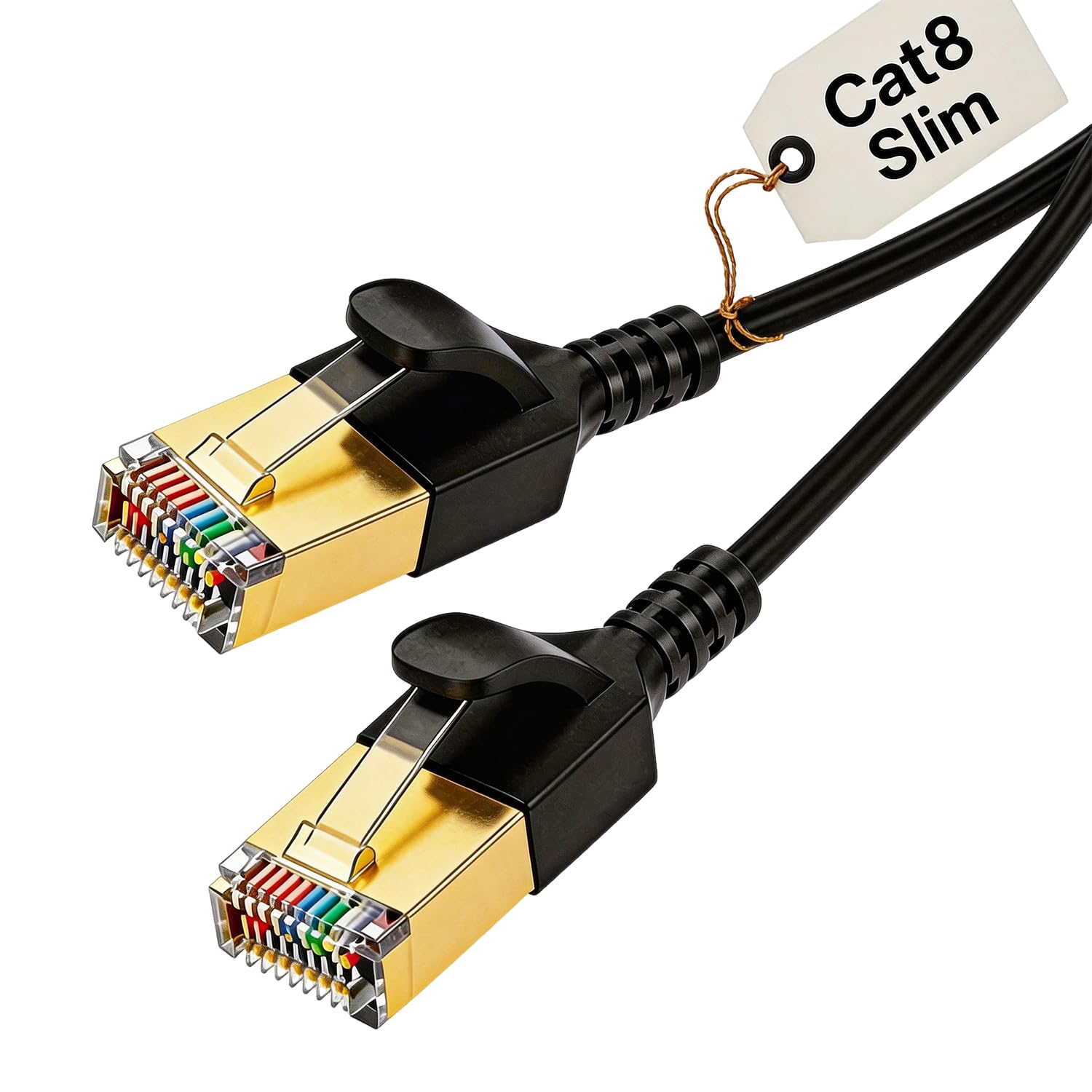 LANケーブル Cat8 2m スリム イーサネットケーブル カテゴリ8 SFTP 32AWG 2000MHz 40Gbps RJ45コネクタ付き ラウンド型 ブラック 高速通信 ネットワークケーブル インターネットケーブル 有線LAN ルータ｜ハッピーライフセレクト
