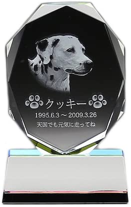 ペット 位牌 クリスタル 【写真･名入れ無料】KP-2（大）【送料無料】 オーダーメイド フォト レーザー彫刻 2D メモリアル ガラス 輝き 猫 犬 うさぎ 供養 ハムスター 透明 形見 記念 思い出 美しい かわいい きれい 仏具