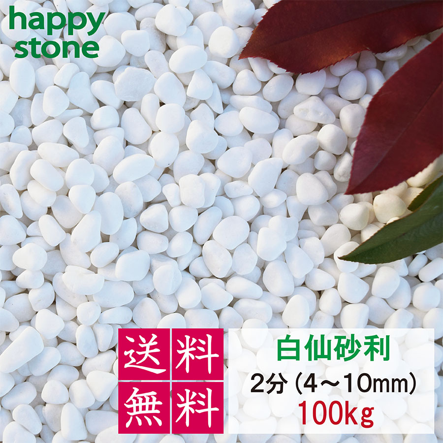 【上質な白さと丸み】砂利 白 白玉砂利 白仙 最高級 2分 4-10mm 100kg【送料無料】ガーデニング DIY 墓 防犯 防草 ジャリ ビオトープ アクアリウム 天然 大理石 丸 外構 駐車場 ホワイト 和風 洋風 和庭 洋庭 庭園 庭 白い石 まとめ買い メダカ 水槽 おしゃれ かわいい