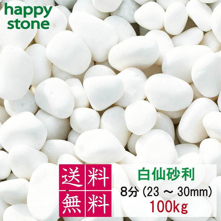 【上質な白さと丸み】砂利 白 白玉砂利 白仙 最高級 8分 23-30mm 100kg【送料無料】ガーデニング DIY 墓 防犯 防草 ジャリ ビオトープ アクアリウム 天然 大理石 丸 外構 駐車場 造園 和風 洋風 和庭 洋庭 庭園 庭 白い石 まとめ買い メダカ 水槽 おしゃれ かわいい