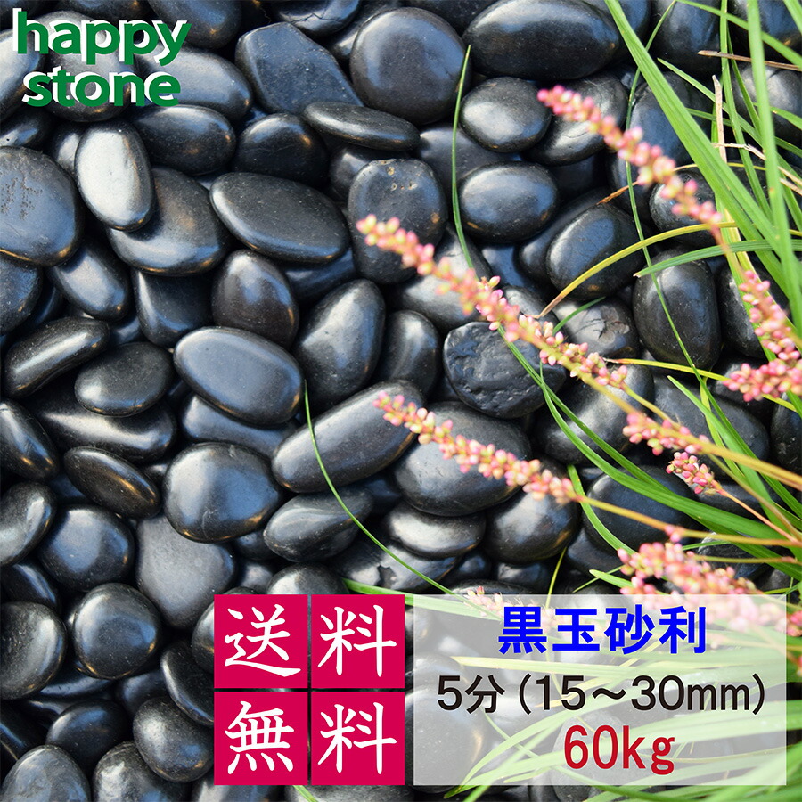 【黒の輝き】砂利 黒玉砂利 彩光石 5分 15-30mm 60kg 【送料無料】 最高級 光沢 ガーデニング DIY 墓 防犯 防草 ジャリ ピカピカ 艶 天然 化粧石 庭石 黒 玉砂利 庭 敷石 丸石 玉石 おしゃれ モダン 造園 和風 洋風 和庭 洋庭 庭園 園芸 玄関 まとめ買い
