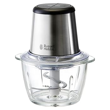 【中古】大石アンドアソシエイツ ラッセルホブス ボンネット中央処理装置 電動 ボンネットミキサー 1台4役 0.5L ミニチョッパー しろがね色 7820JP ミキサー-家電