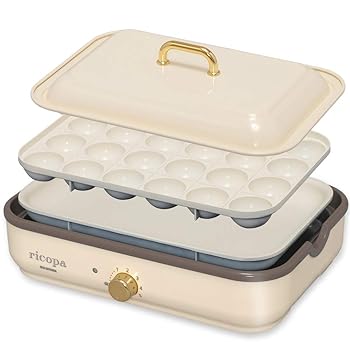 【中古】アイリスオーヤマ ホットプレート 2WAY (たこ焼きプレート 平面プレート) ricopa アイボリー MHP-R102-C