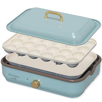 【中古】アイリスオーヤマ ホットプレート 2WAY (たこ焼きプレート 平面プレート) ricopa アッシュブルー MHP-R102-AA