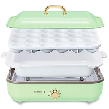 【中古】アイリスオーヤマ ホットプレート たこやき器 深鍋 2way 洗いやすい おしゃれ 温度調節機能付き PHP-1002TC-G スモーキーグリーン
