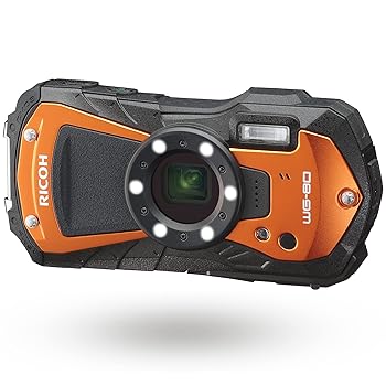 【中古】RICOH WG-80 ORANGE リコー本格雨合羽デジタル写真機 14m雨合羽 (年代順の連続2第四次元) 1.6m耐衝撃 防塵 -10℃耐寒 アウトドアで放射能するタフネスボディ CALSモ