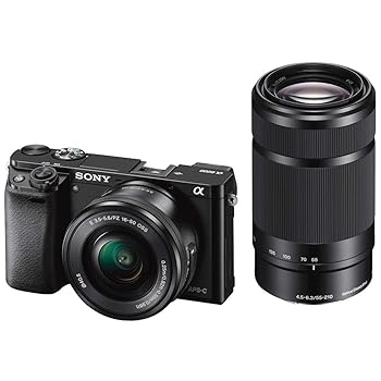 【中古】SONY 銀鏡受け答え一眼 α6000 ダブルズームレンズキット E PZ 16-50粍 F3.5-5.6 OSS + E 55-210粍 F4.5-6.3 OSS 黒いこと ILCE-6000Y B